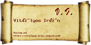 Vitályos Irén névjegykártya