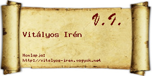 Vitályos Irén névjegykártya
